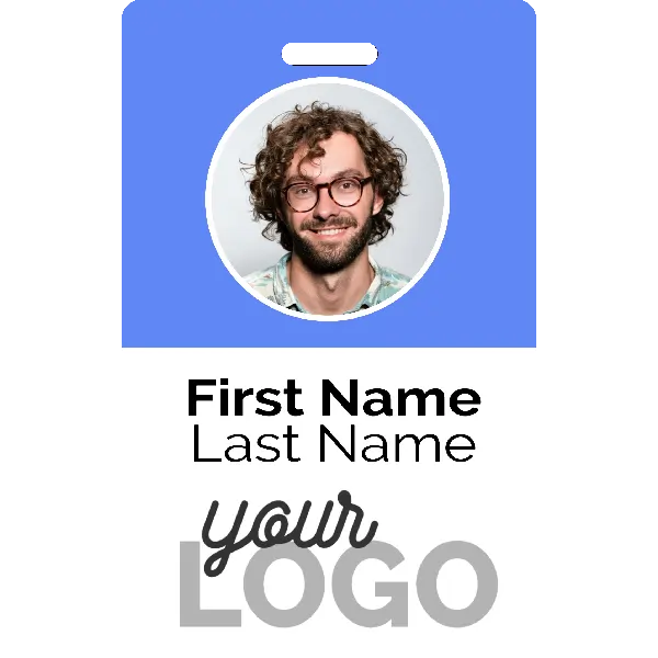 Simple blue portrait id card