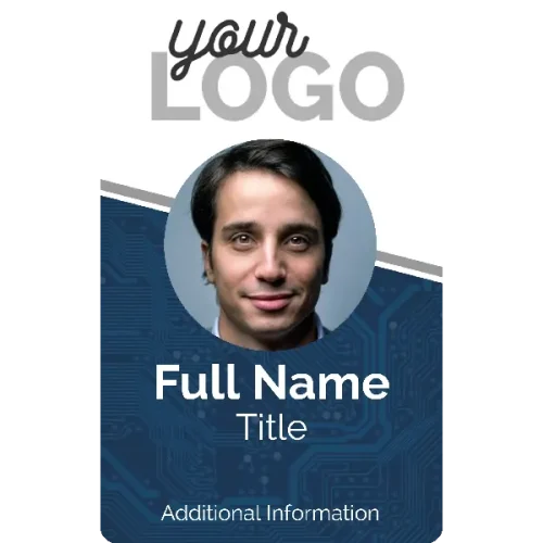 Technology Blue Portrait Employee ID Card